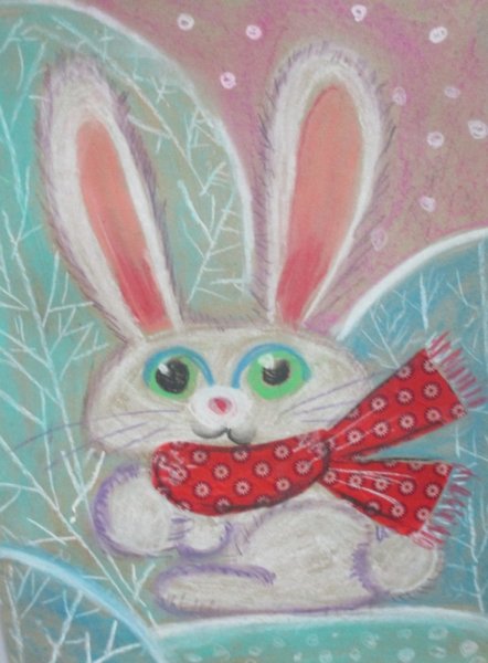 Рисование заяц зимой