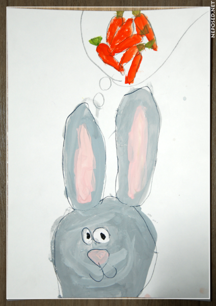 Зайчик красками