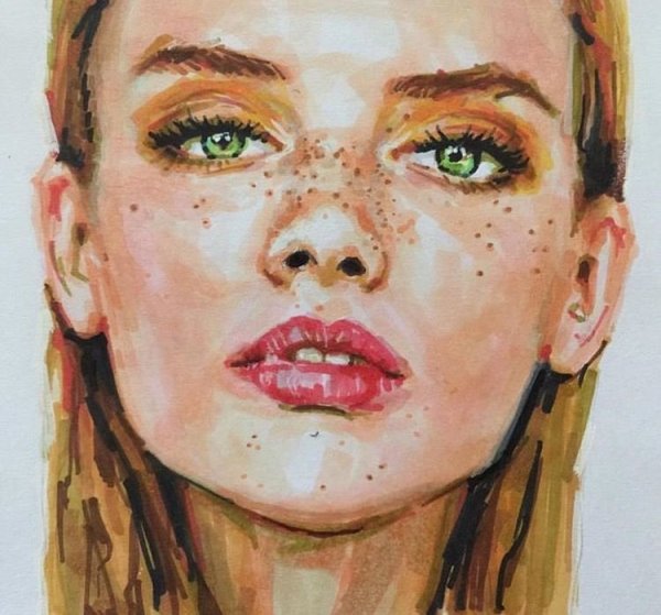 Портрет гуашью анфас