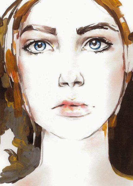 Лицо человека акварелью