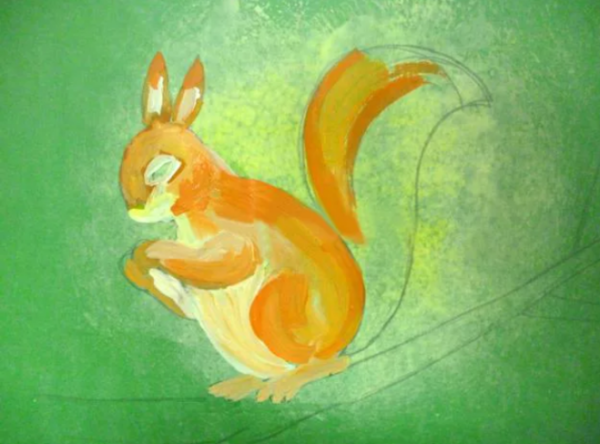 Рисуем белочку гуашью