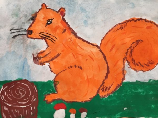 Рисование белки в детском саду