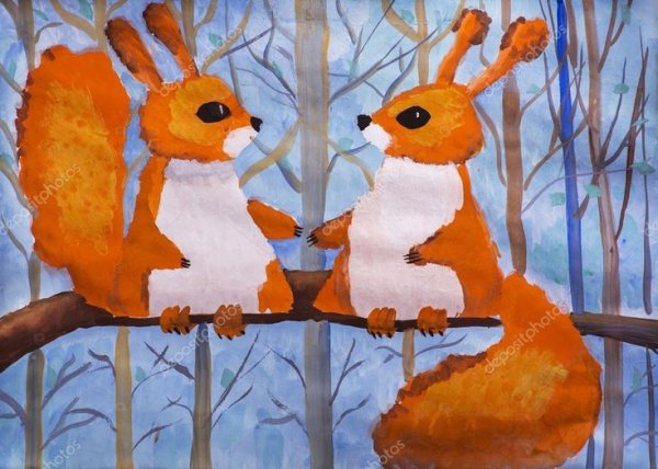 Белка красками для ребенка