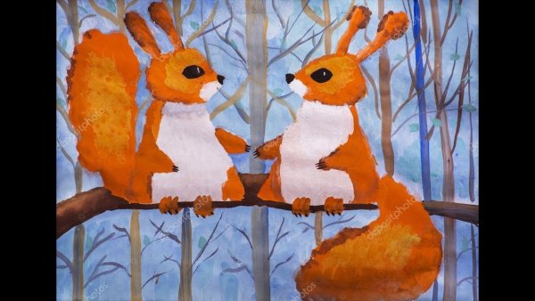 Белка красками для ребенка