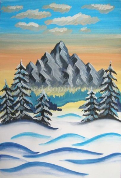 Сугробы гуашью