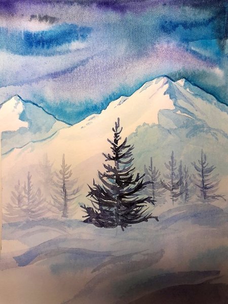 Горы акварелью