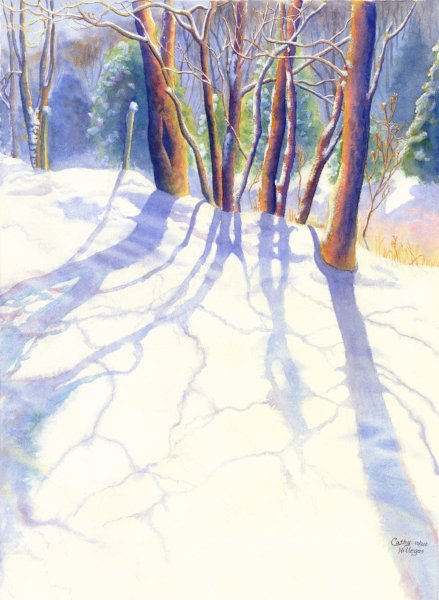 Сугробы акварель