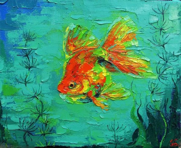 Рыбки гуашью