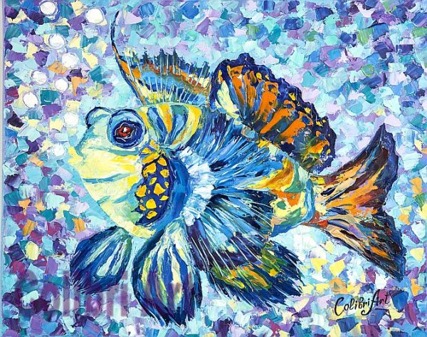 Рыбки маслом на холсте