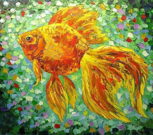 Золотая рыбка живопись