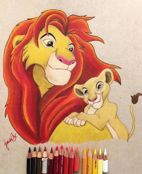 Симба карандашом