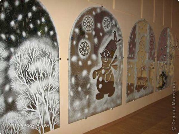 Украсить зеркало к новому году