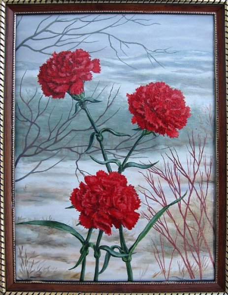 Рисование гвоздики красками