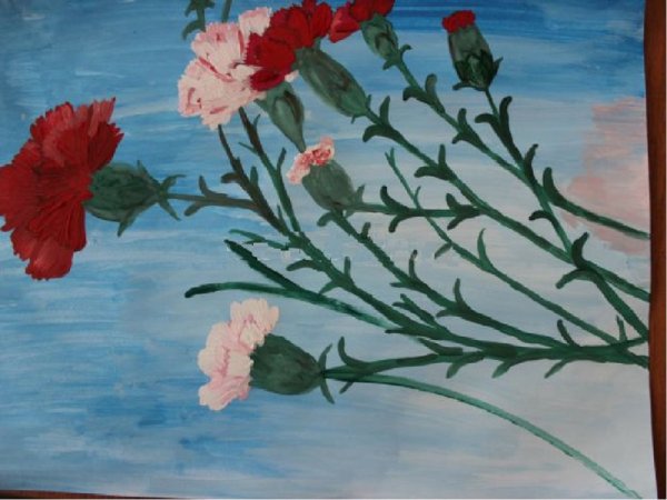 Рисование гвоздики к 9 мая