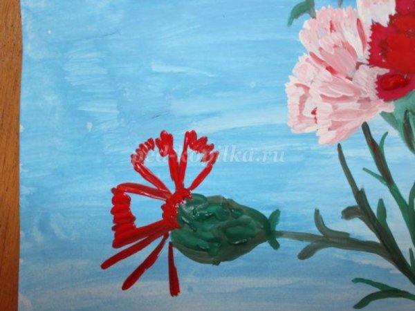 Рисование гвоздики красками