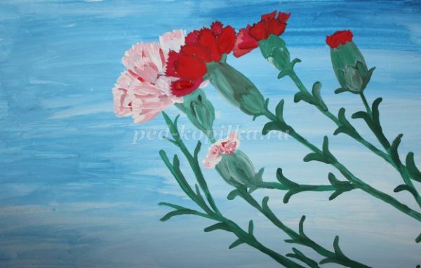 Гвоздика красками для детей