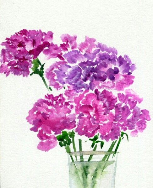 Гвоздика гуашью