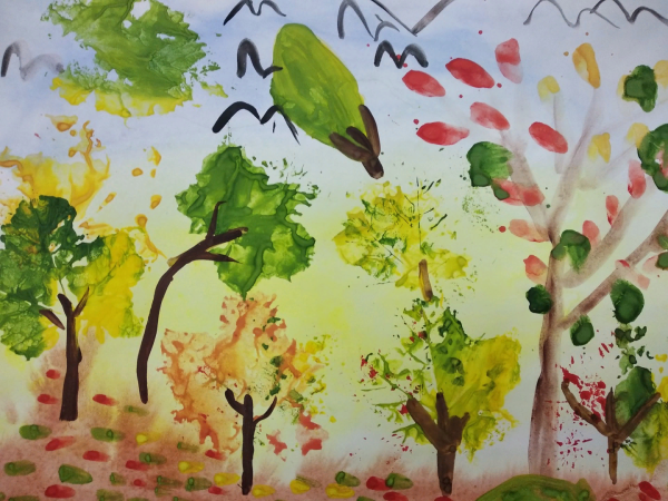 Осенние листья акварель