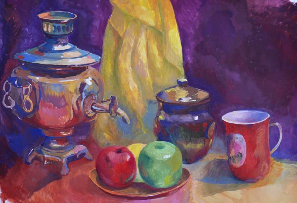 Живописный Этюд самовара Академическая живопись