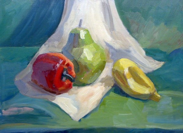 Этюды овощей и фруктов гуашью