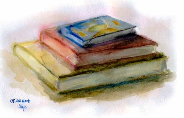 Книга нарисованная акварелью