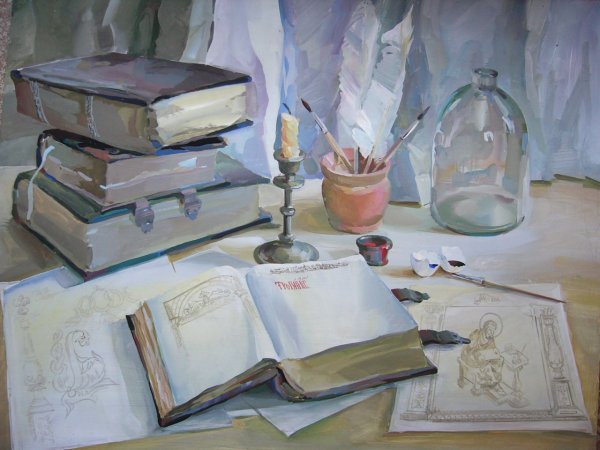 Картины гуашь книги