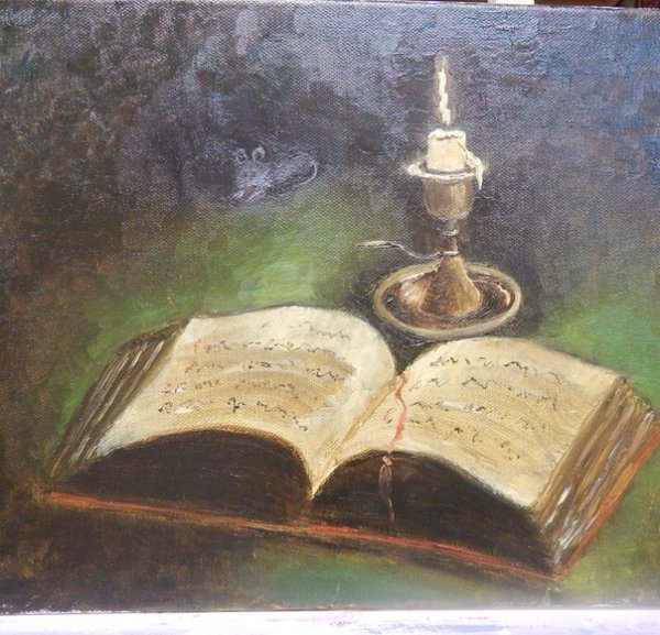 Натюрморт с книгами красками