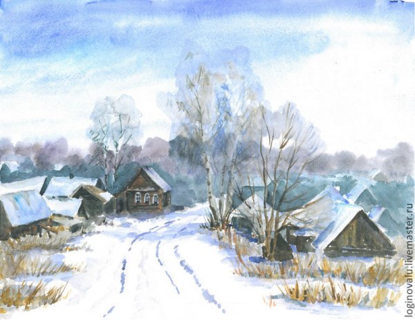 Есенин акварель деревня