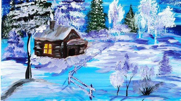 Гризайль пейзаж деревня