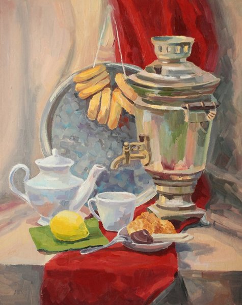 Живописный Этюд самовара Академическая живопись