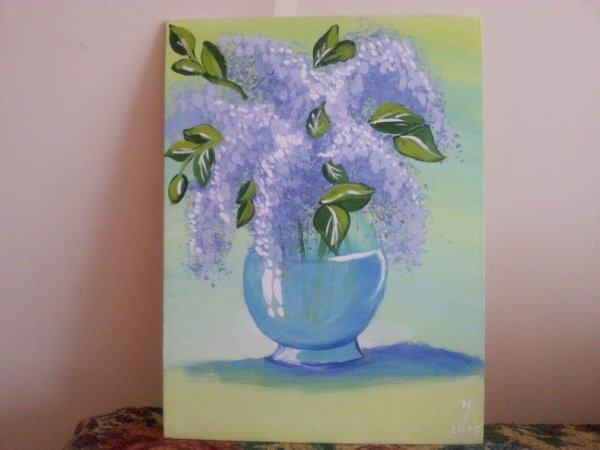 Рисование сирень в вазе