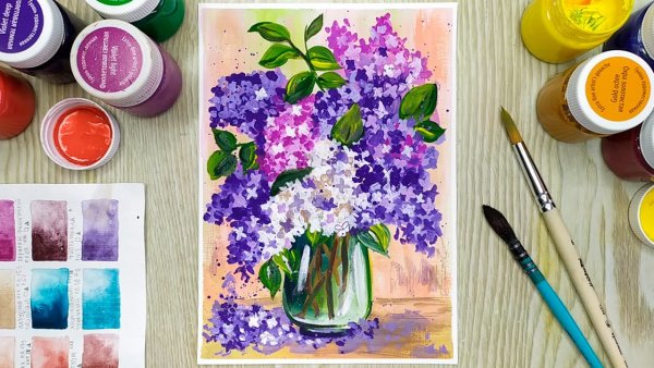 Марина Трушникова акварель сирень