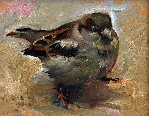 Воробьи живопись