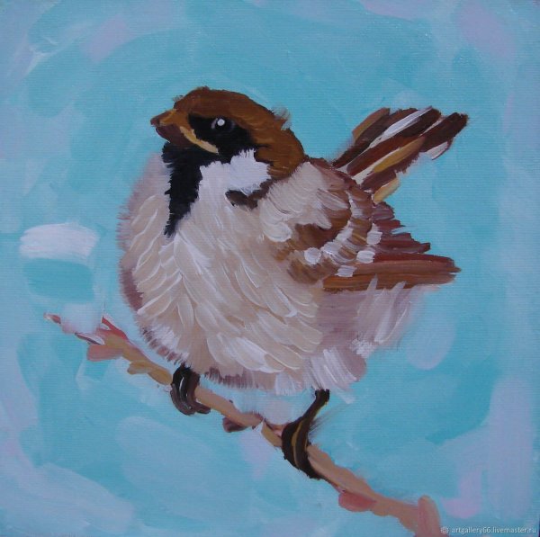 Птичка гуашью