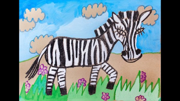 Рисовать зебру для детей красками