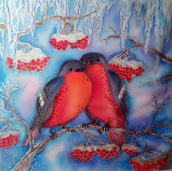 Батик на тему зима