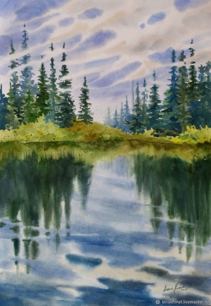 Лесные озёра аквварелью