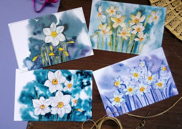 Акварельная открытка мастер класс