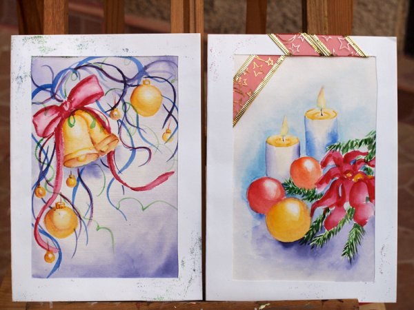 Рисование новогодней открытки