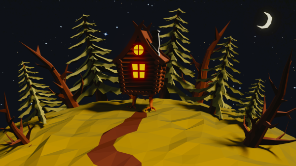 Избушка на курьих ножках зимой