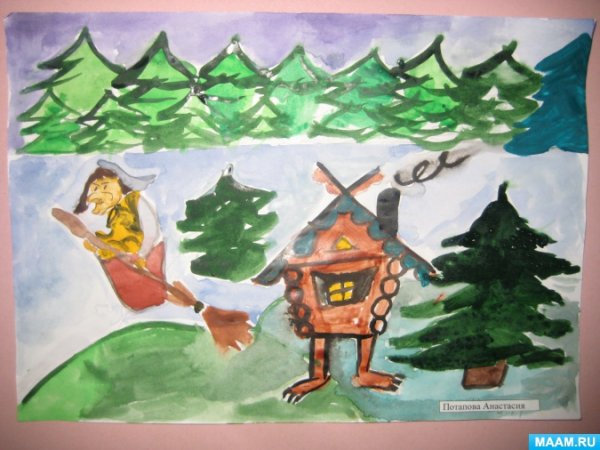 Рисование избушка на курьих ножках в старшей группе
