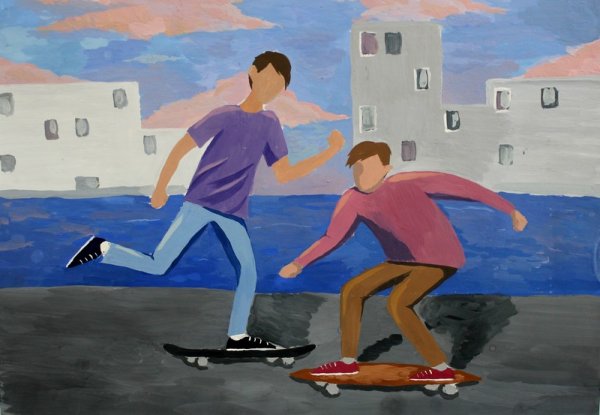 Композиция с людьми в движении