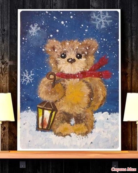 Медвежонок гуашью