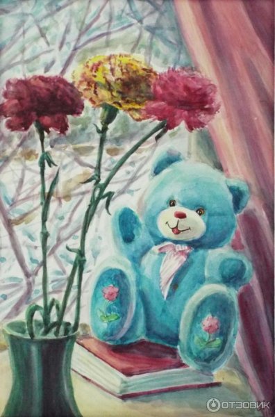 Плюшевый мишка гуашью