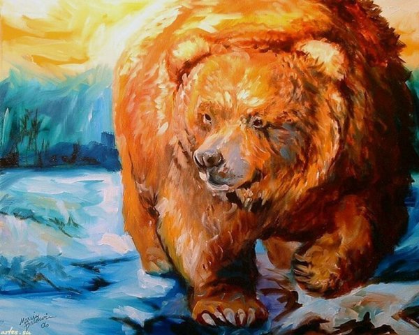 Медвежонок гуашью