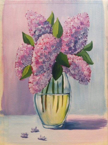 Рисование гуашью сирень