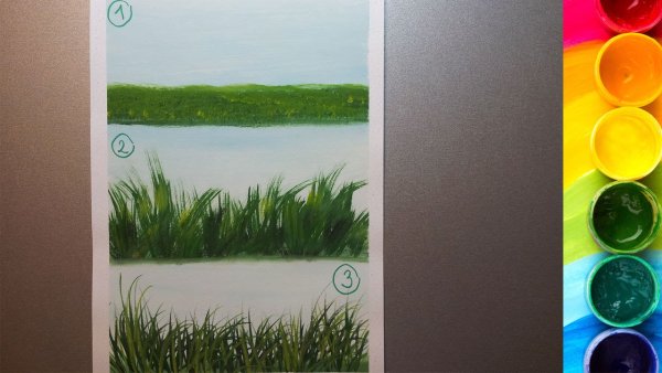 Трава рисунок гуашью