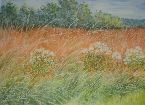 Трава цветными карандашами