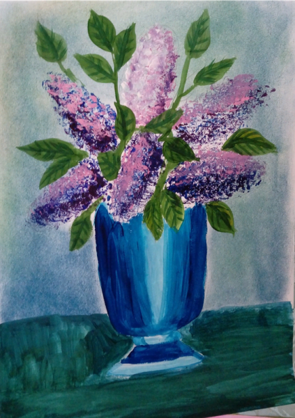 Сирень красками для детей