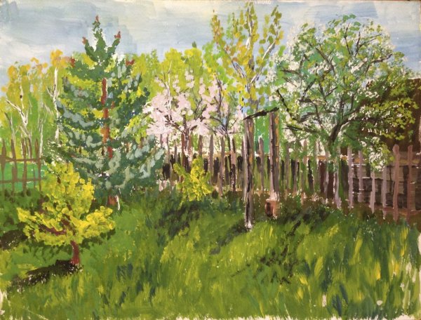 Рисуем траву гуашью